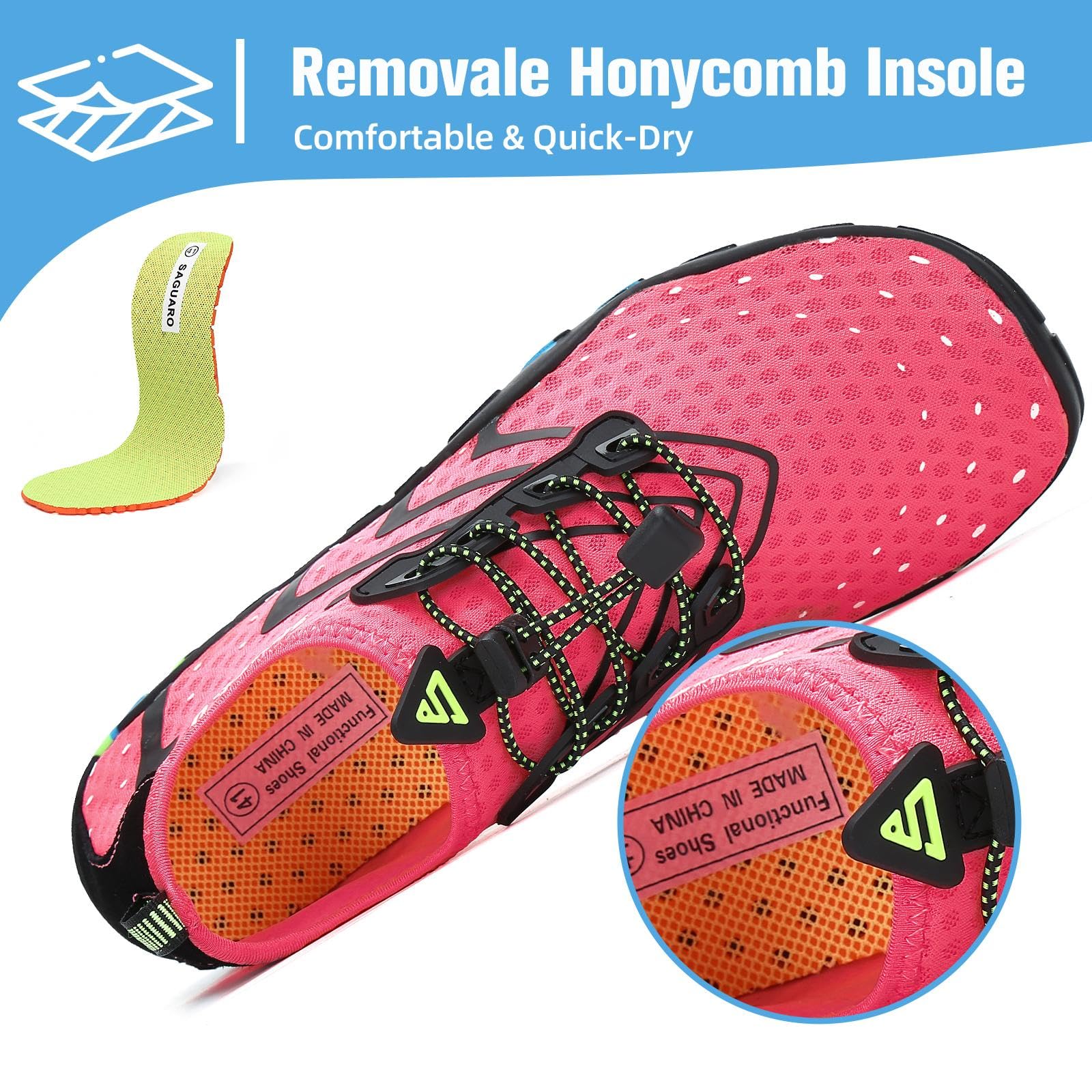 Mishansha Water Shoes for Women Men, Quick-Dry Barefoot Swim Shoes with Drainage Holes, Lightweight Aqua Shoe for Beach Pool River Boating Yoga Walking 8 Women/6.5 Men Pink