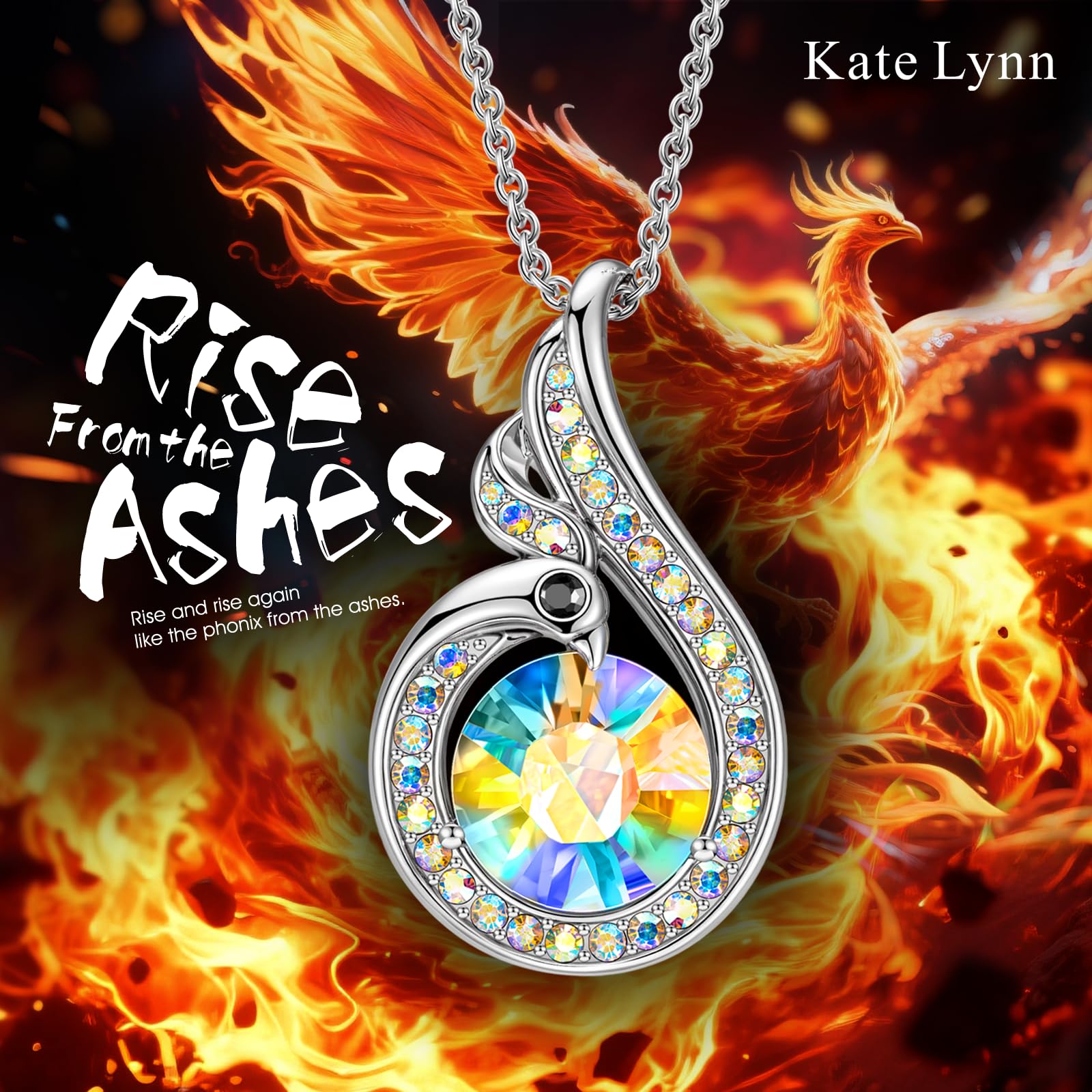 Kate Lynn 925 Sterling Silver Phoenix Necklaces for Women Crystal Pendant Necklace Jewelry, Birthday Gifts for Women Christmas Mothers Day Gifts for Mom Wife Daughter Unique Lady Gift