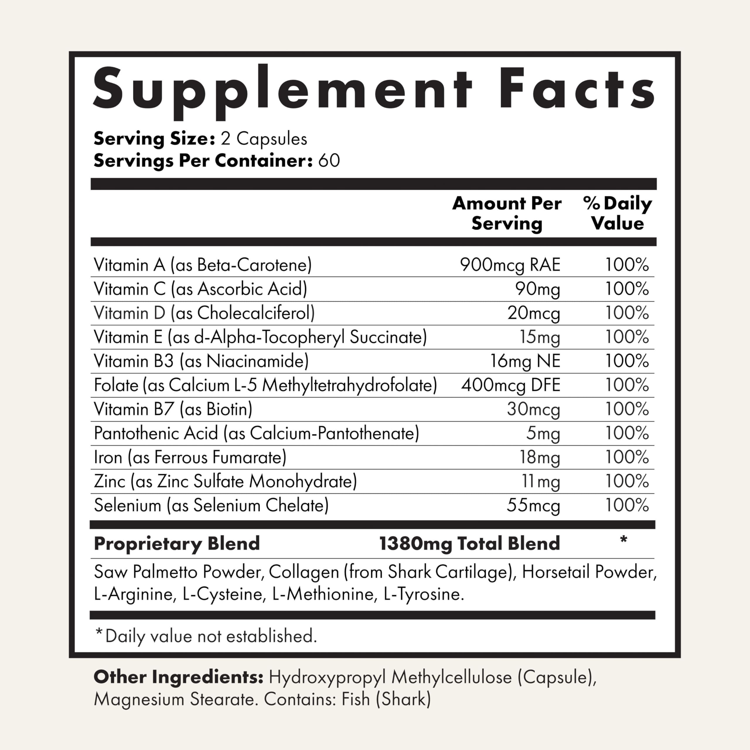 Foundation Skincare UnTangled Hair Vitamins (60-day supply) - Collagen & Biotin Supplement for Women & Men, Visibly Thicker, Faster Hair Growth