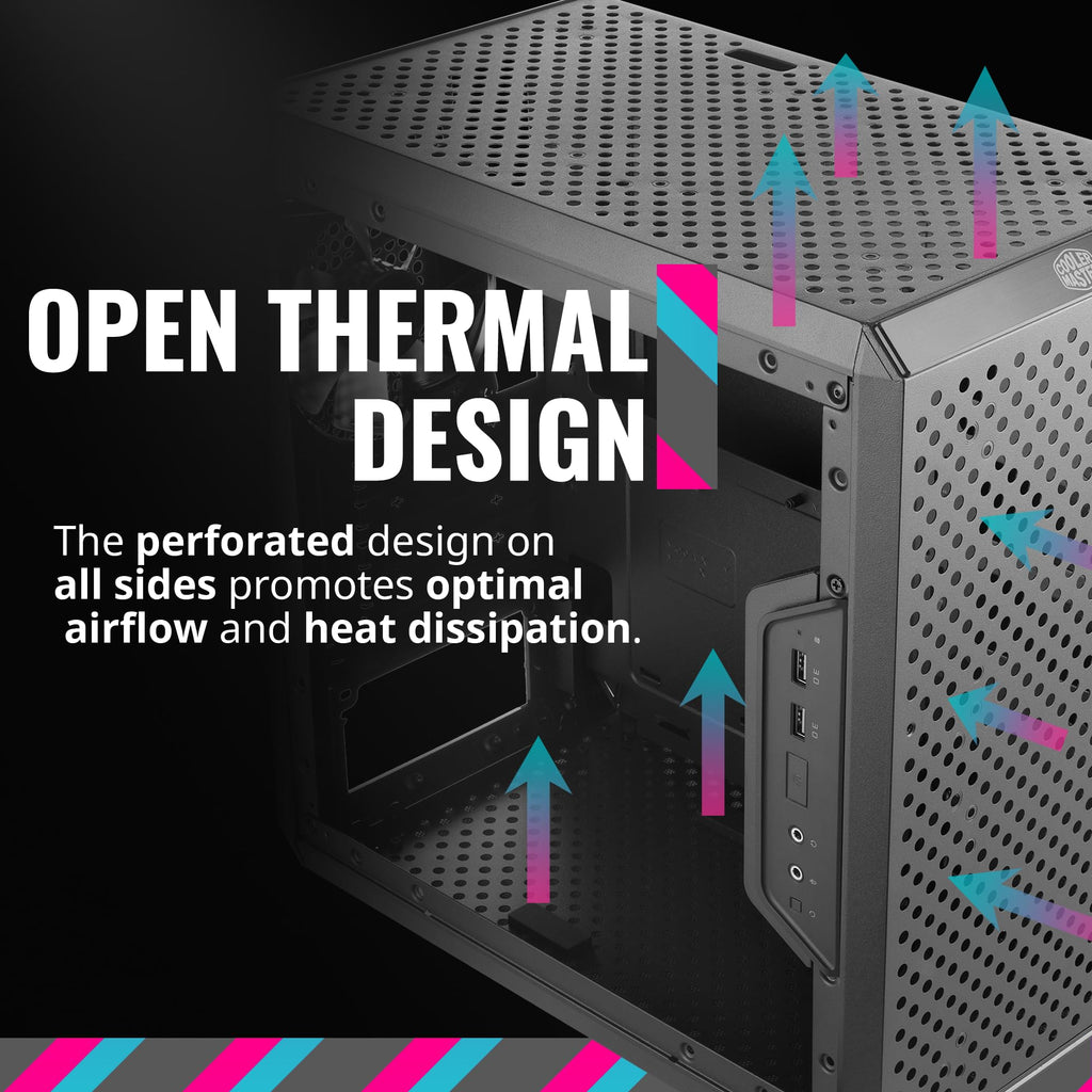 Cooler Master MasterBox Q300L Micro-ATX PC Case – Compact mATX Computer Case with Magnetic Dust Filters, Modular Adjustable I/O Panel, Perforated Airflow Design, 1 x 120mm Pre-Installed Fan, Black