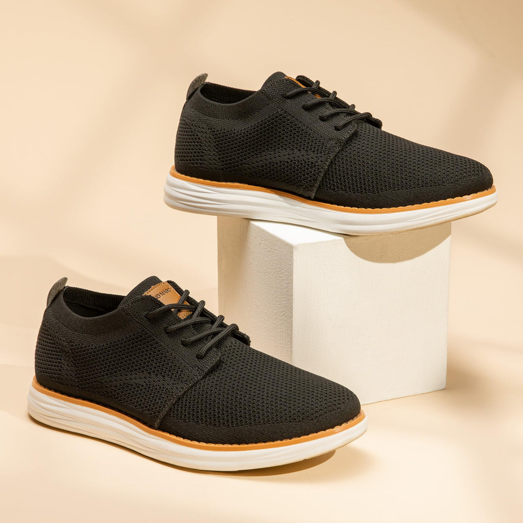 Bruno Marc Men's KnitFlex Breeze Mesh Sneakers Oxfords Lace-Up Lightweight Casual Walking Shoes,Size 11,Black,GRAND-01