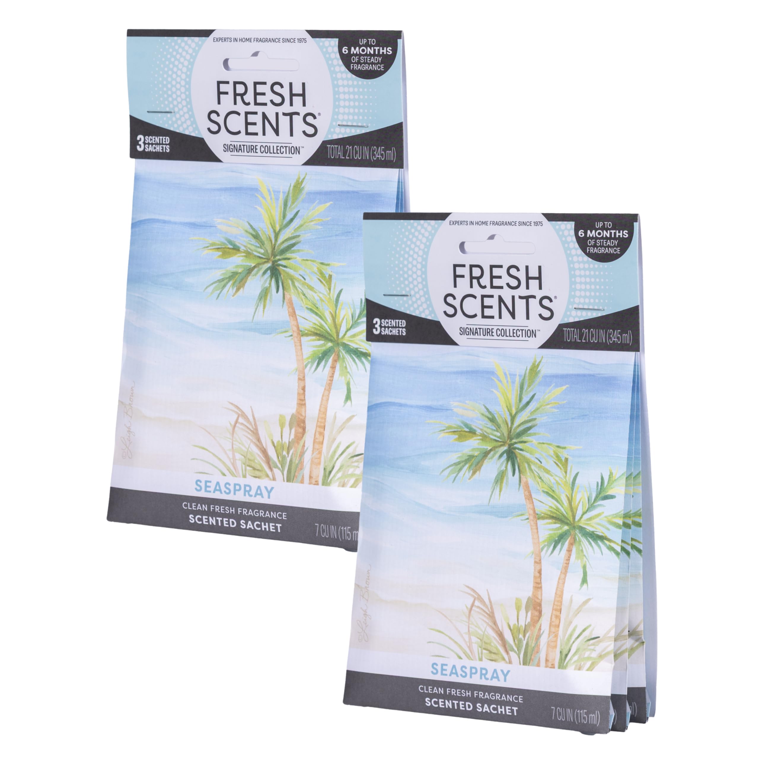 Fresh Scents Scented Sachets | Seaspray | Home Fragrance | Long Lasting (Up to 6 Months) | Air Freshener for Closets, Drawers, & Cars | 6 Pack