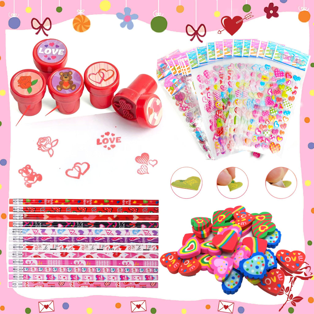 Phaorui 268pcs Valentines Day Gifts for Kids Classroom 28 Pack Valentines Goodie Bags Stuffers Valentine Card Gift for Kid Valentine Classroom Party Favors Prizes for Kids Girls