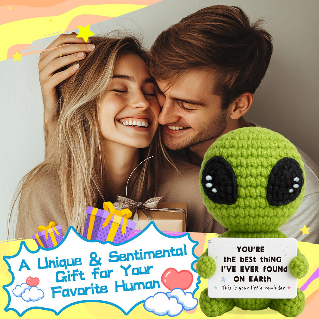 Gifts for Him Her Boyfriend Girlfriend Crochet Alien Valentine's Day Anniversary Birthday Funny Romantic Gifts My Love Men Women Husband Wife