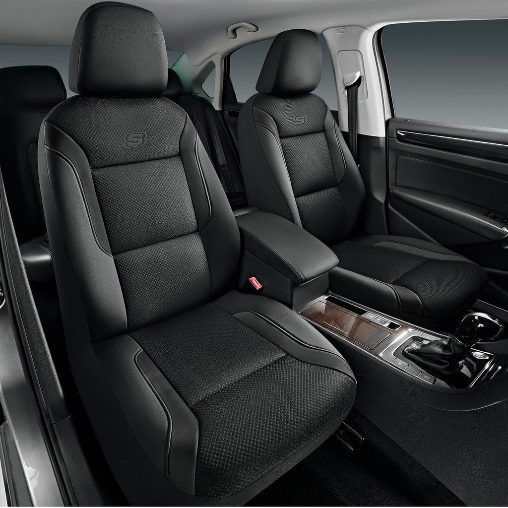 Skechers Men's Memory Foam Seat Covers, Air Cool Mesh Thick Car Seat Covers, Car Seat Covers Front Seats Airbag Compatible, Universal Automotive Comfort for Most Cars, Vans, Trucks, SUV,Black