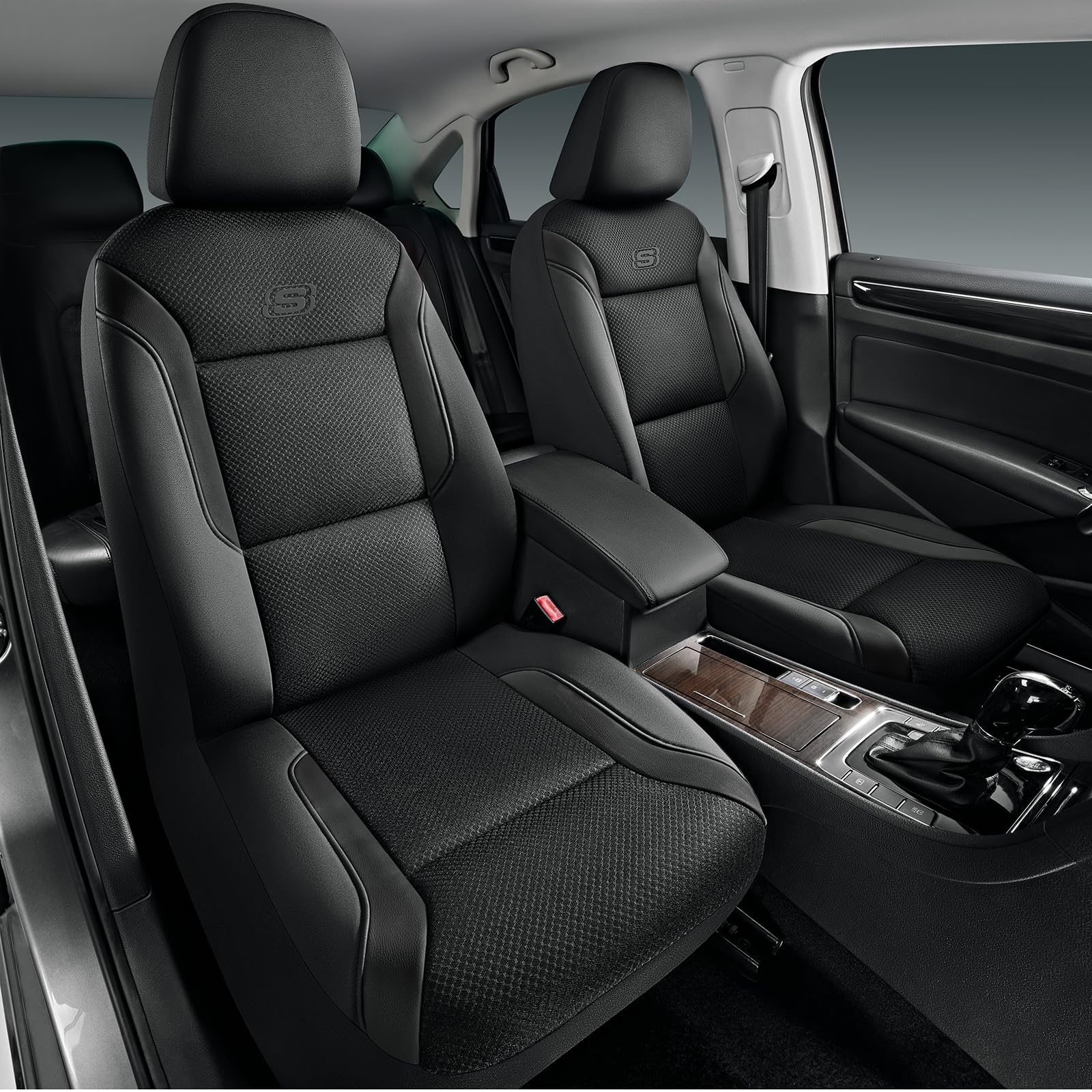 Skechers Men's Memory Foam Seat Covers, Air Cool Mesh Thick Car Seat Covers, Car Seat Covers Front Seats Airbag Compatible, Universal Automotive Comfort for Most Cars, Vans, Trucks, SUV,Black