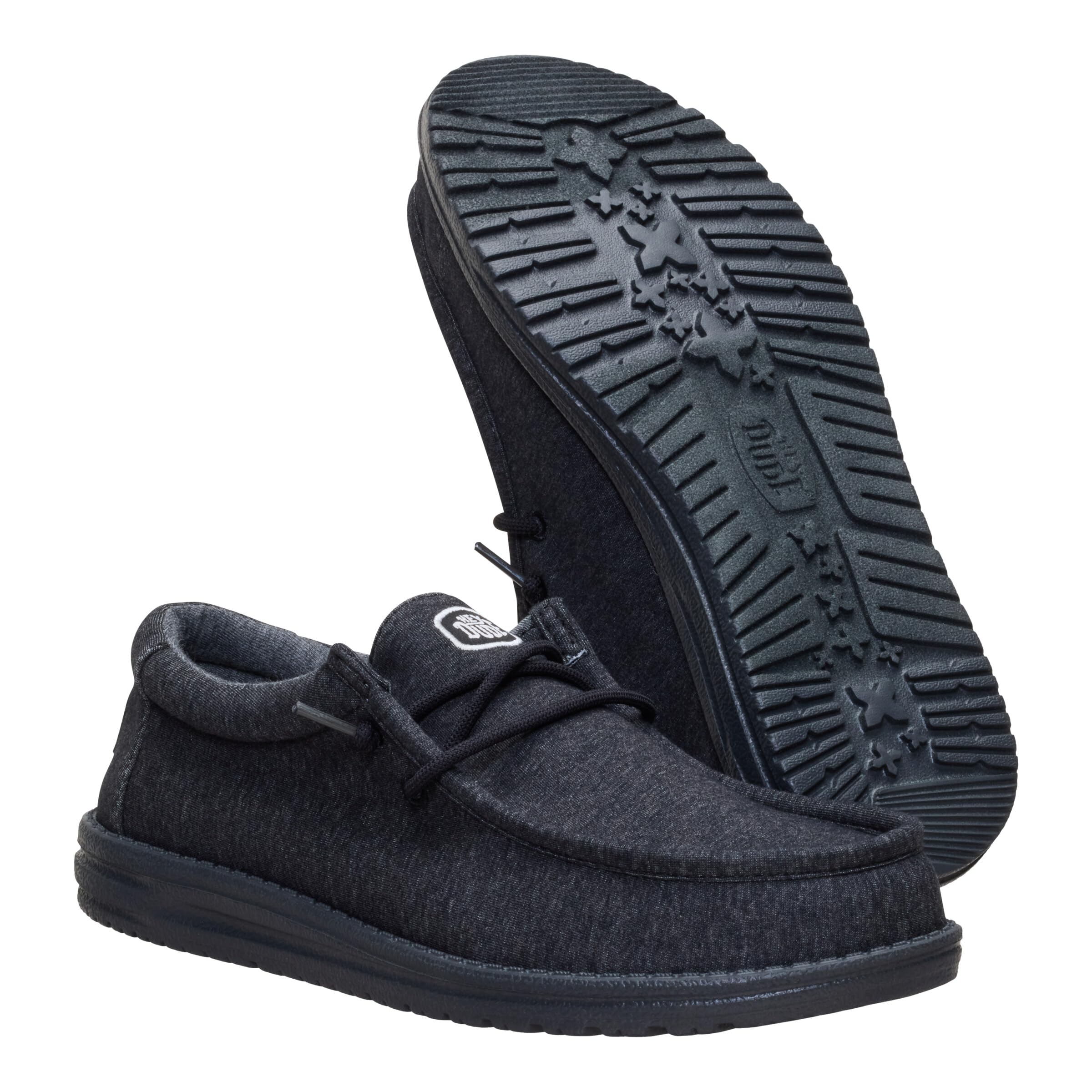 HEYDUDE Wally Stretch Jersey Black Size 10, Men’s Shoes, Men's Slip-on Loafers, Comfortable & Light-Weight