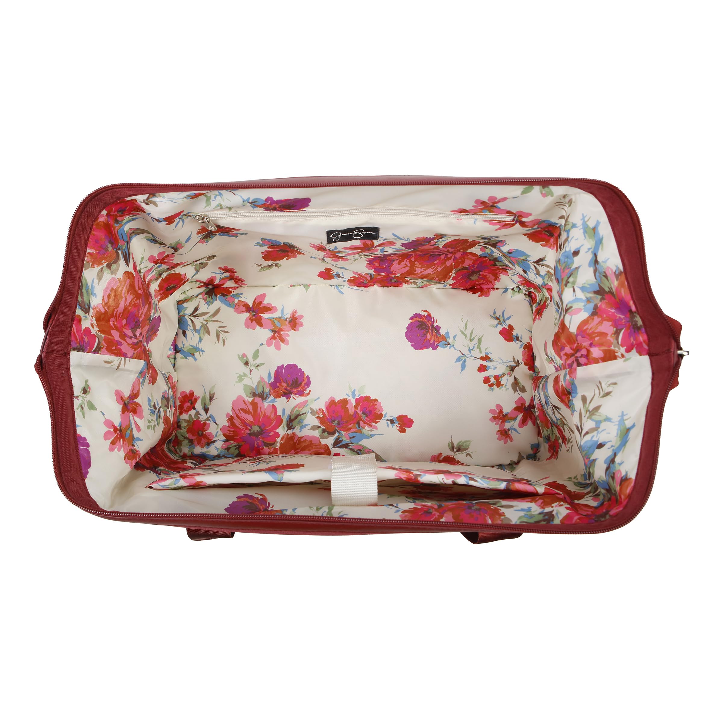 Jessica Simpson Countryside Weekender Duffel 100% Polyester Drop Bottom Bag, Burnt Russet