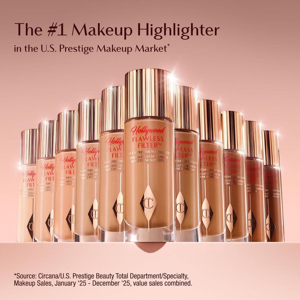 Charlotte Tilbury Hollywood Flawless Filter - Multi‑Use Makeup Primer, Complexion Booster & Illuminating Liquid Highlighter with Sheer Coverage - Smooths & Blurs Skin - 1 Fair