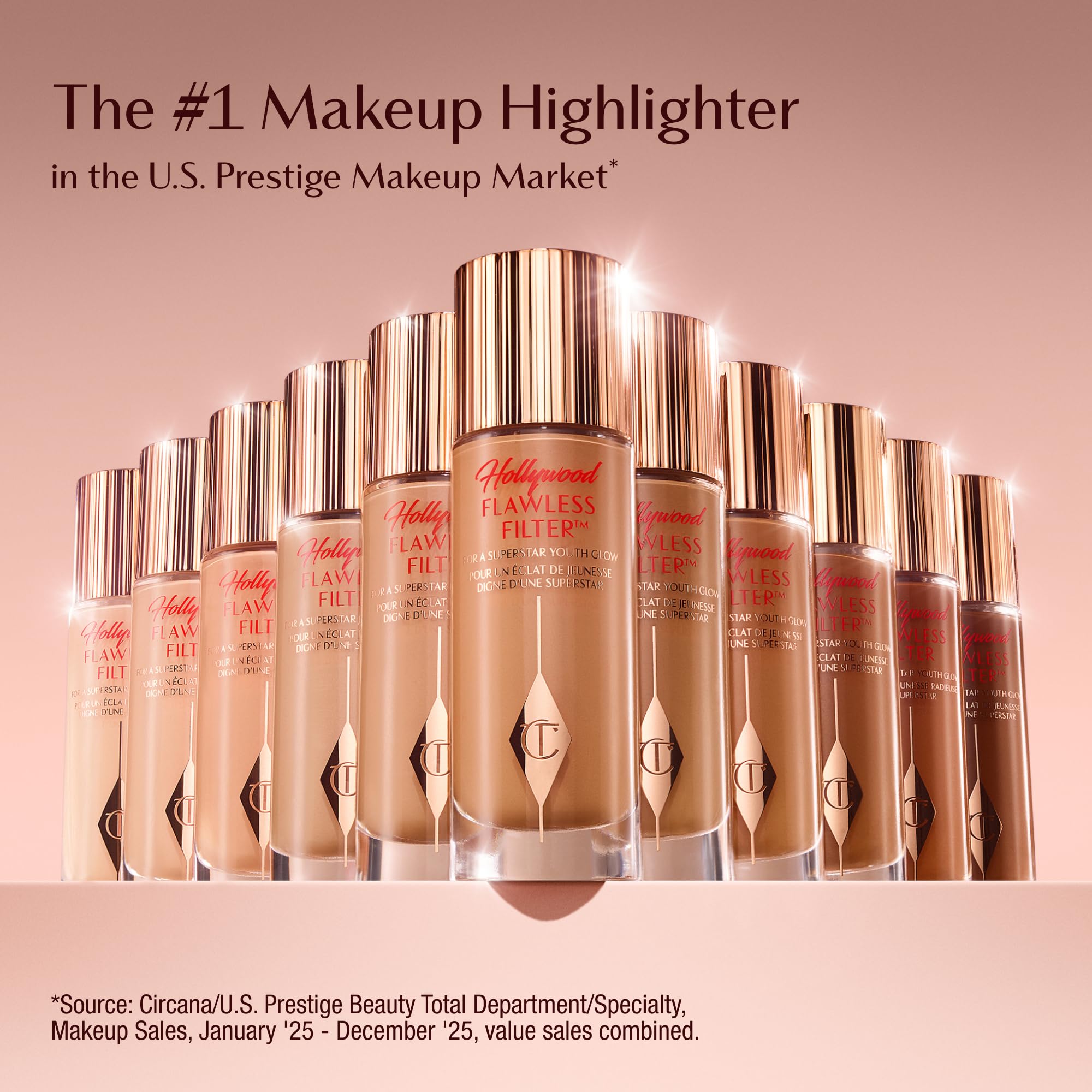 Charlotte Tilbury Hollywood Flawless Filter - Multi‑Use Makeup Primer, Complexion Booster & Illuminating Liquid Highlighter with Sheer Coverage - Smooths & Blurs Skin - 1 Fair