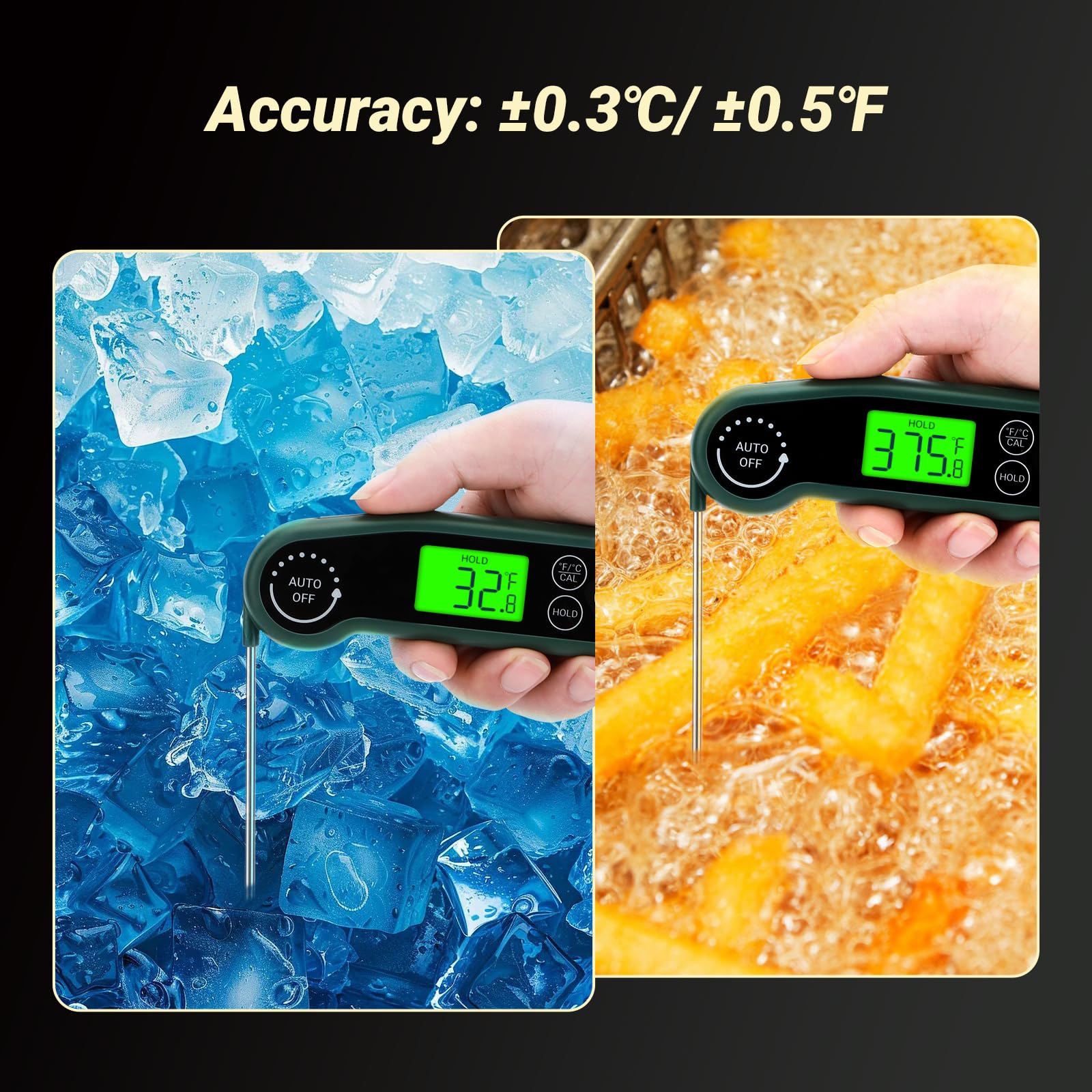 INKBIRD 0.5 Seconds Instant Read Meat Thermometer for Cooking RHT-11K, ±0.5℉ Accuracy Digital Food Thermometer with 1.42inch Large Screen, Waterproof Kitchen Thermometer for Candy, Grill, BBQ, Brewing