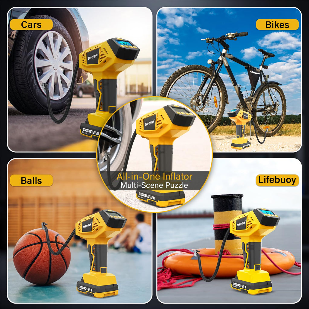 Tire Inflator Portable Air Compressor - 4X Faster Inflation, 160PSI Cordless Tire Pump with Dual Power (20V Battery & 12V DC), Auto Shut Off, Digital Gauge for Car, Motorcycle, E-Bike