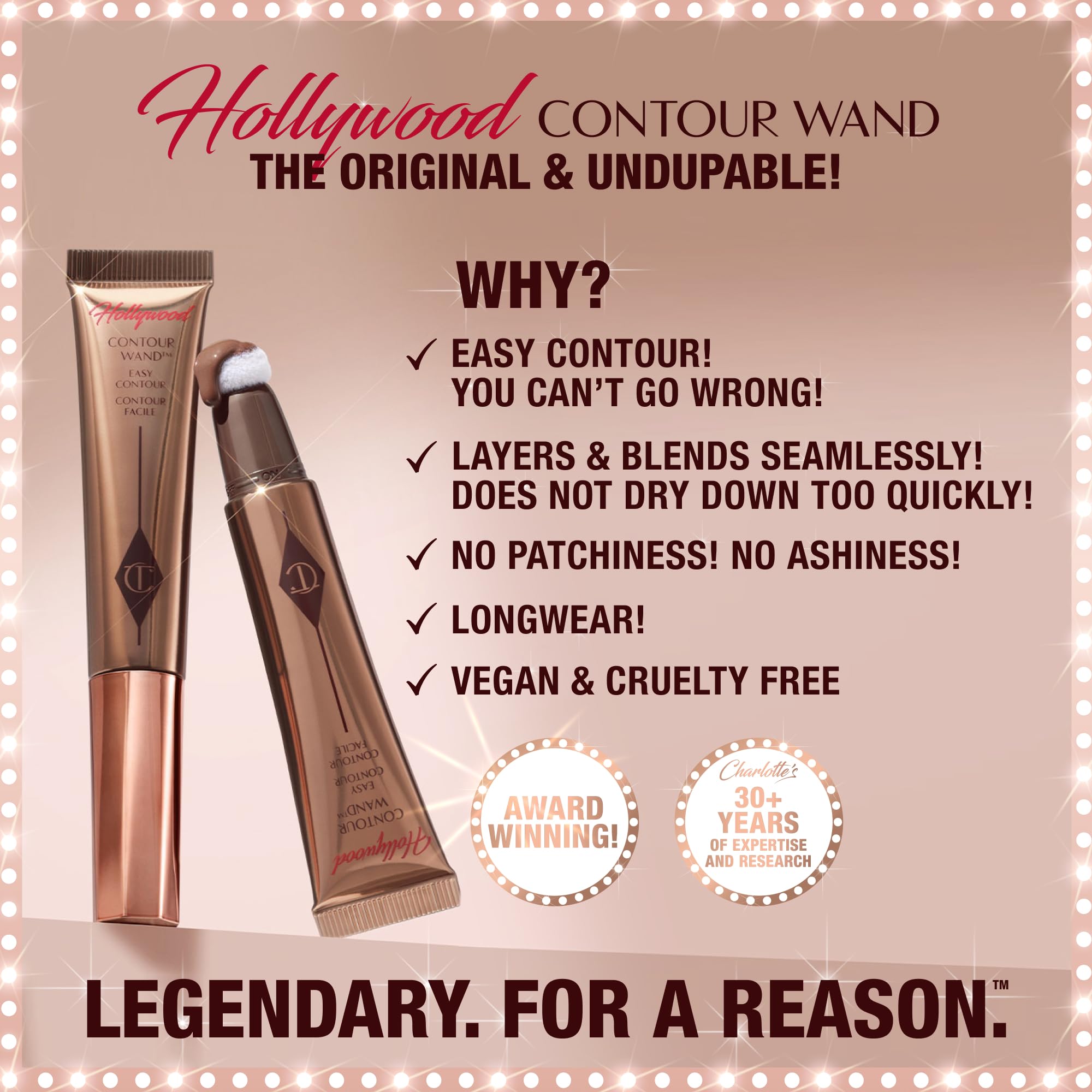 Charlotte Tilbury Hollywood Liquid Contour Wand - Easy-to-Use Contour Stick & Liquid Bronzer for Sculpting & Shaping - Leaves a Natural-Looking Sculpted Finish - Deep