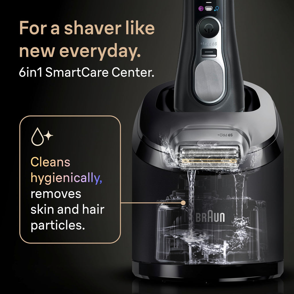 Braun Series 9 PRO+ Electric Shaver, Pro SensoAdapt, 6in1 SmartCare Center, Wet & Dry Razor, 9660CCPS, Black