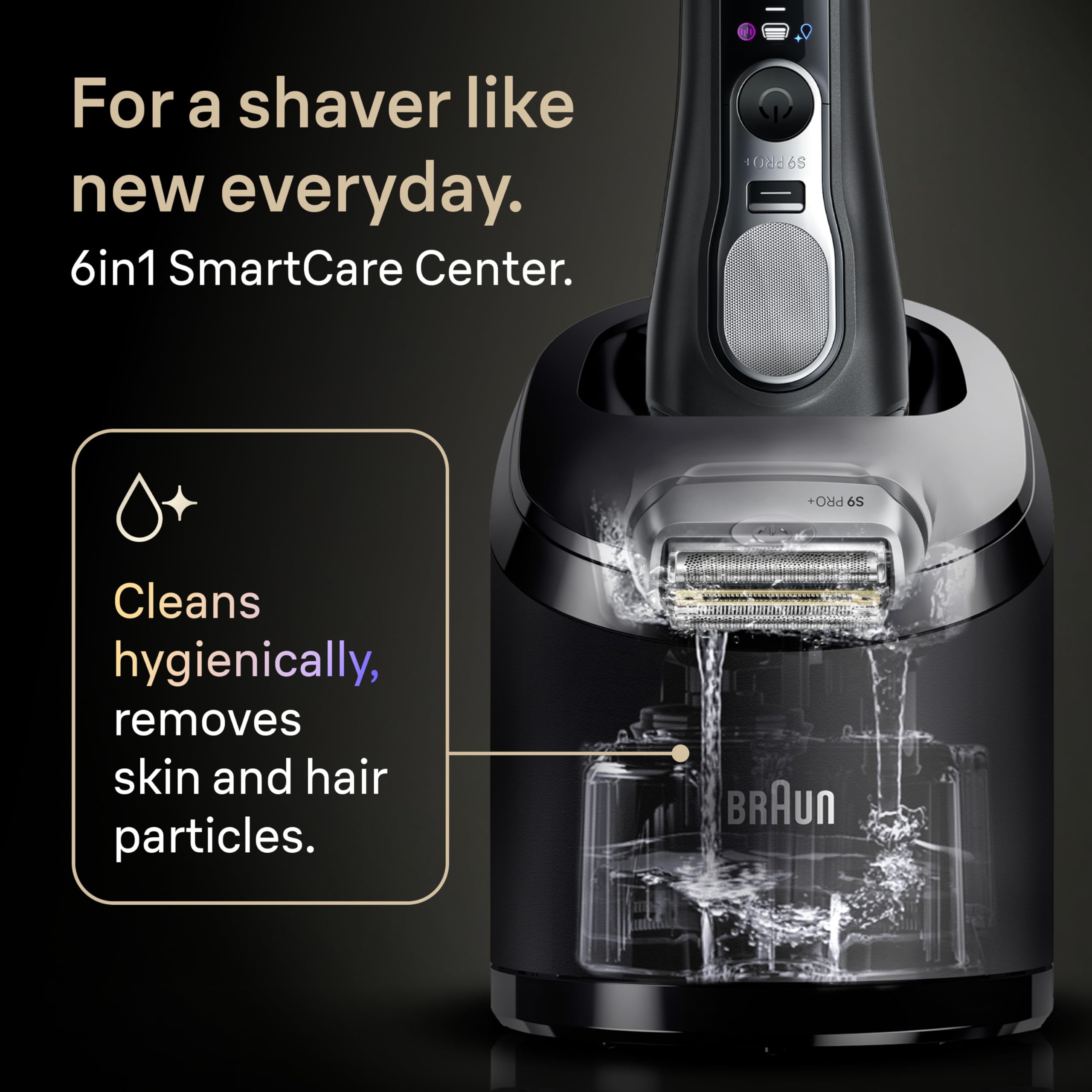 Braun Series 9 PRO+ Electric Shaver, Pro SensoAdapt, 6in1 SmartCare Center, Wet & Dry Razor, 9660CCPS, Black
