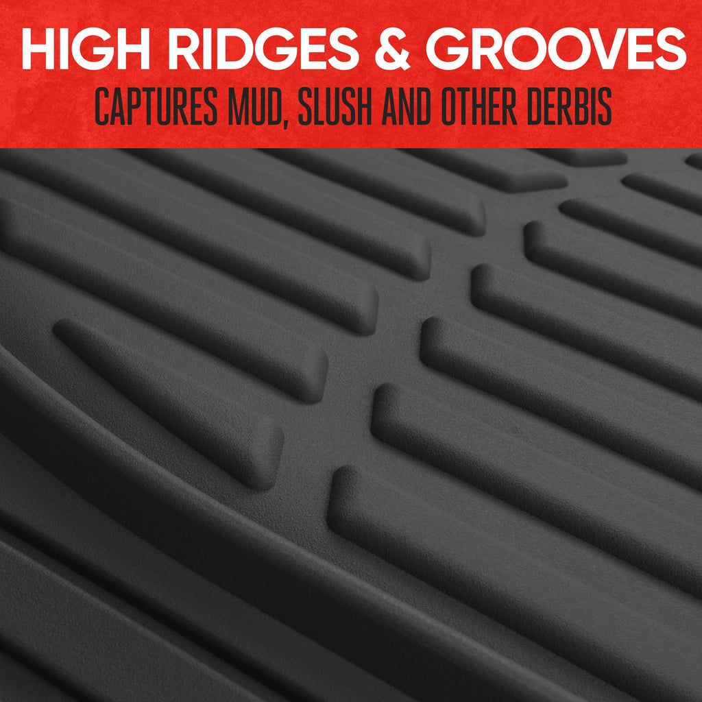 Motor Trend FlexTough Floor Mats for Cars, Black Deep Dish All-Weather Car Mats, Waterproof Trim-to Fit Automotive Floor Mats for Cars Trucks SUV, Universal Floor Liner Car Accessories