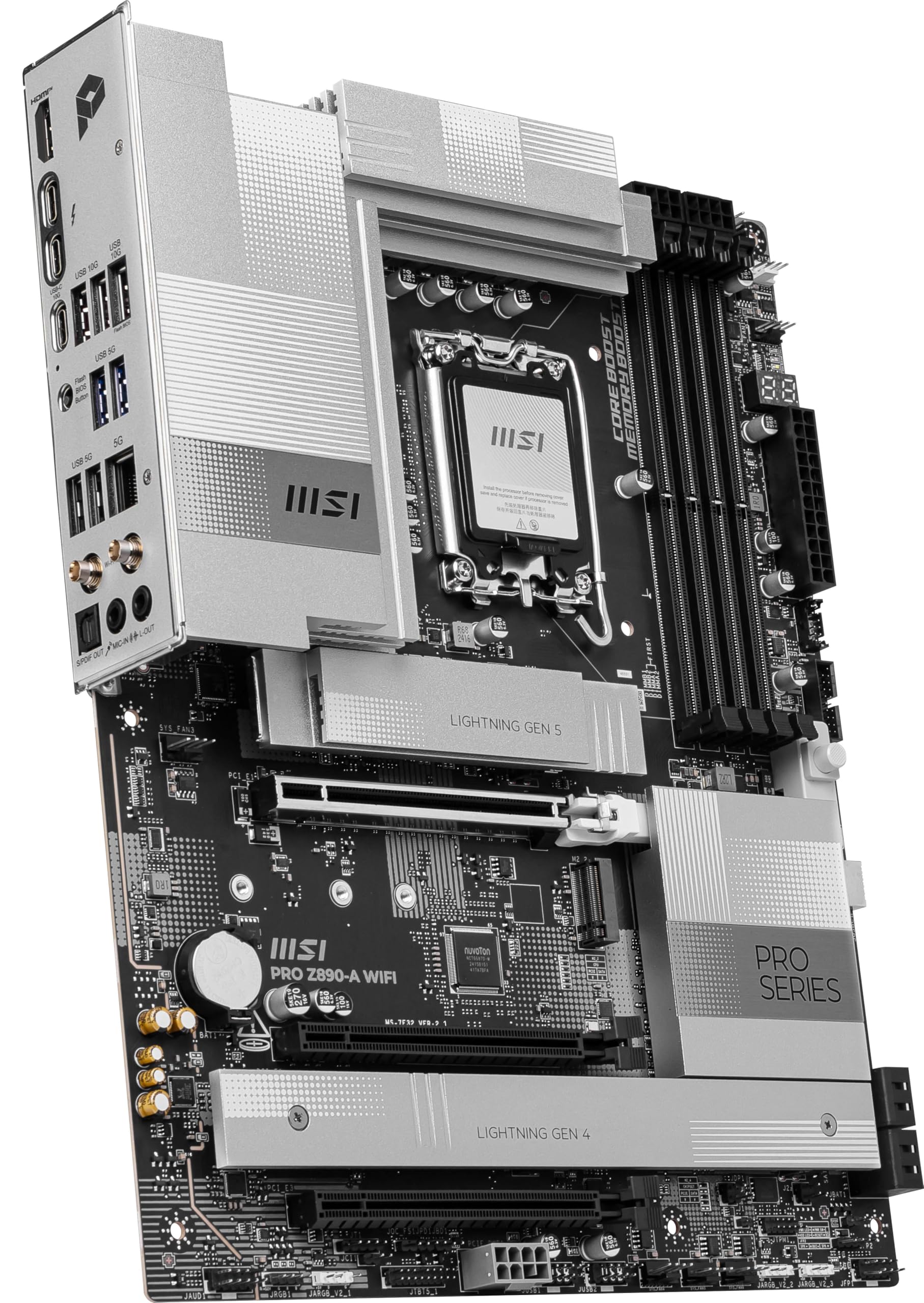 MSI PRO Z890-A WiFi ProSeries Motherboard (Supports Core Ultra Series 2 Intel Processors, LGA 1851, DDR5, PCIe 5.0, M.2, SATA, 5Gbps LAN, USB Type-C, Wi-Fi 7, Bluetooth 5.4, Thunderbolt 4, ATX)