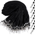 Epakh 200 Pcs Lanyards for ID Name Badge Holder Neck Lanyard Flat with Clips Neck Straps for Office School Nurse(Black,Cotton)