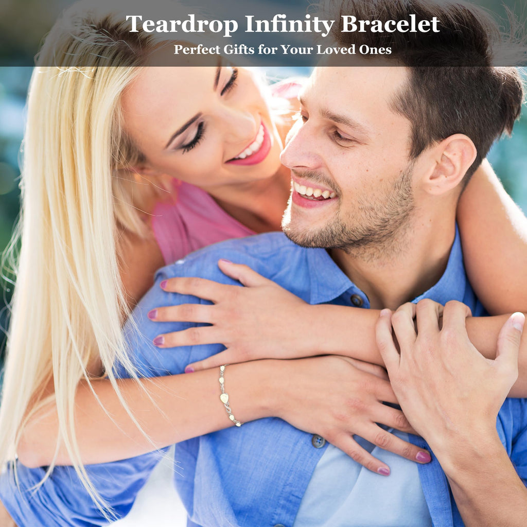 Mothers Day Gifts for Mom Birthstone Bracelets for Women,Teardrop Infinity Bracelet 925 Sterling Silver Women Charm Link Bracelet Adjustable,Valentines Day Gifts for Wife Anniversary Fine Jewelry Gifts for Mom Wife Girlfriend Her
