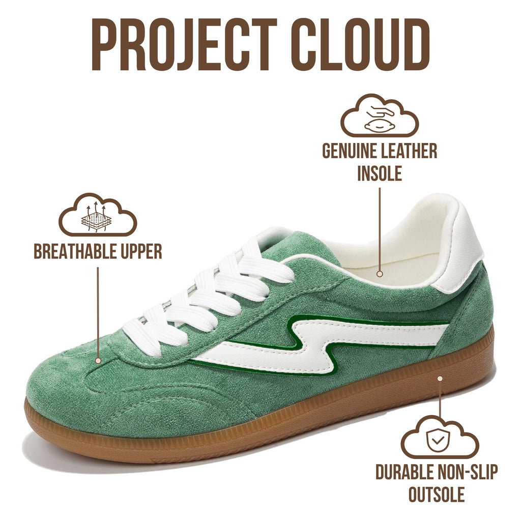 Project Cloud Fashion Sneakers for Women 2026 - Lace-Up Shoes Trendy Women Sneakers with Memory Foam Insole Women's Fashion Sneakers Non-Slip Womens Shoes (Irita, Green Multi, 5.5)