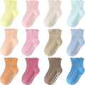 Aroveea Baby Toddler Girls Socks Grip Ruffle Non Slip Girls Cotton 12 Pack Socks for 1-3T Kids Cute Ankle 6M-7Years