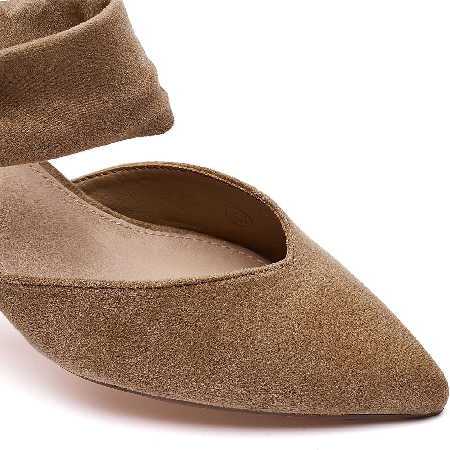 SONALOONG Block Heels for Women Comfortable Strap Closed Pointed Toe Heel Women's Low Chunky Pumps Beige