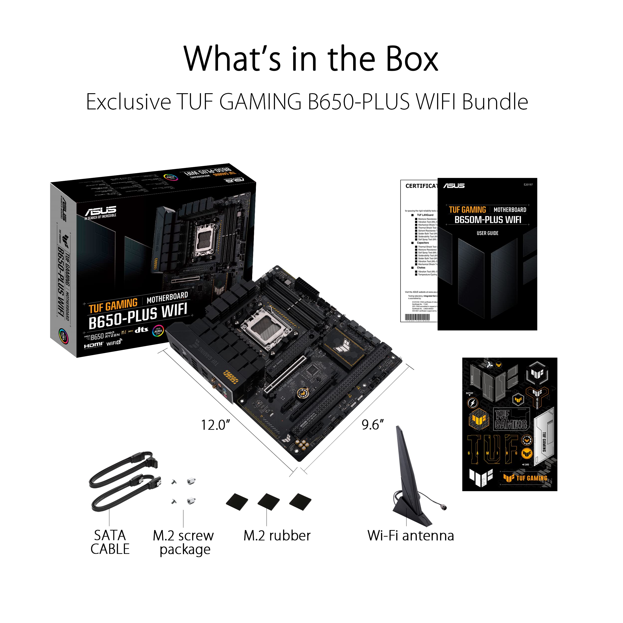 ASUS TUF Gaming B650-PLUS WiFi AMD B650 AM5 Ryzen™ Desktop 9000 8000 and 7000 ATX Motherboard, 14 Power Stages, PCIe® 5.0 M.2, DDR5 Memory, WiFi 6 and 2.5 Gb Ethernet, USB4® Support Aura Sync
