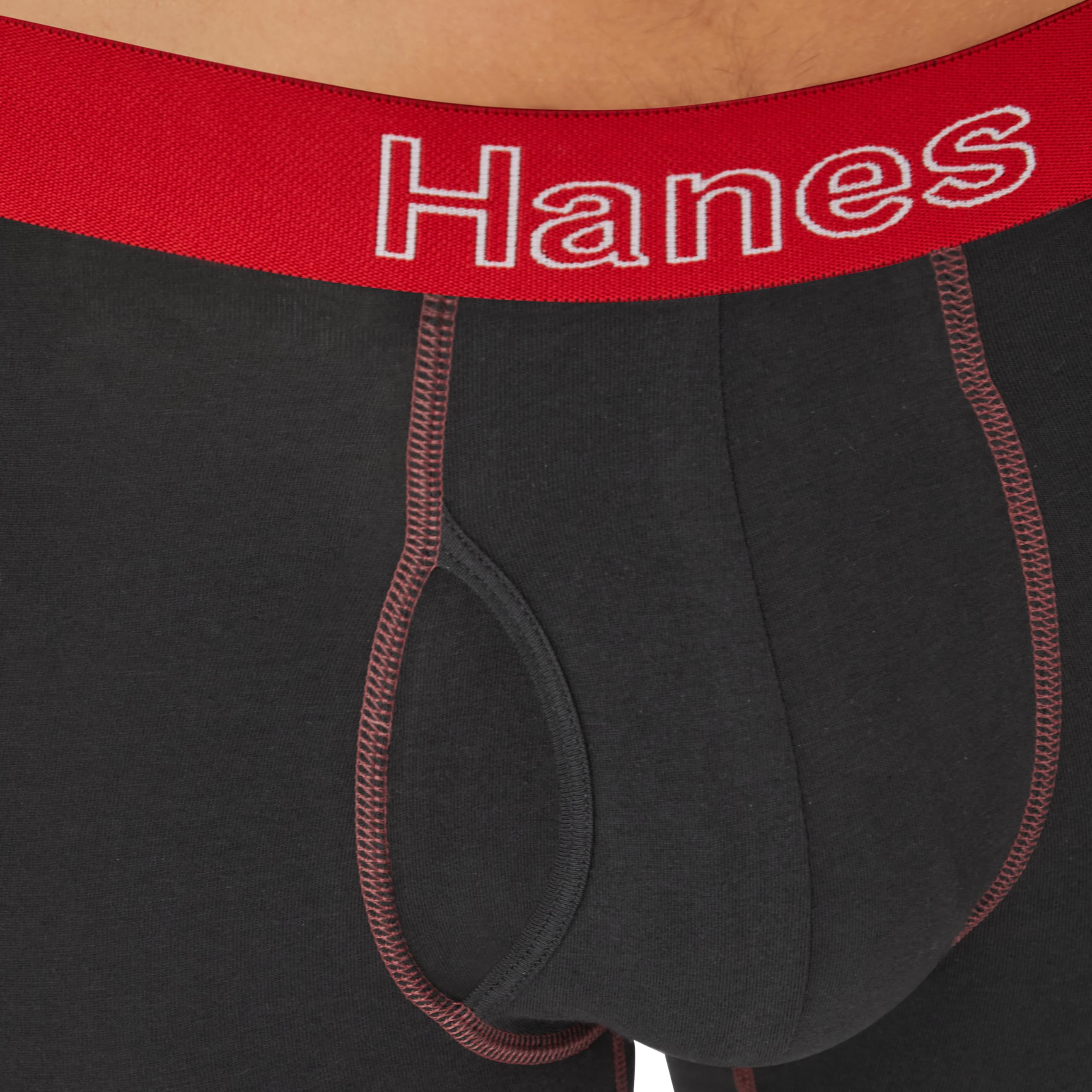 Hanes Men's Boxer Cotton Stretch Moisture-Wicking Multi-pack Underwear Brief, Black - 6 Pack, X-Large