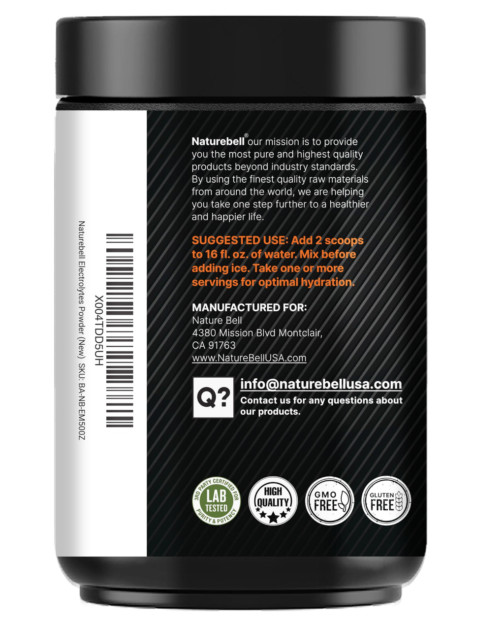 Sport Electrolytes Powder No Sugar, 500g (52 Servings) | Electrolyte Hydration Drink Mix with Sodium, Potassium, Magnesium, L-Glutamine, Beta Alanine, & Coconut Water – Passion Fruit & Mango Flavor