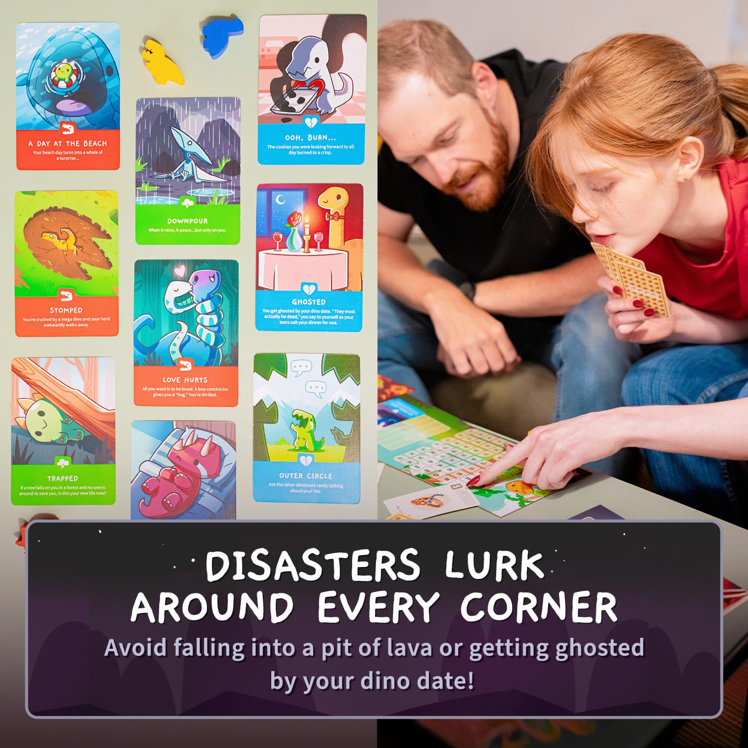Unstable Games Happy Little Dinosaurs Board Game - Funny Card Game for Adults and Kids - Family Board Games for 2-4 Players, Ages 8 and Up, From the Creators of Unstable Unicorns and Here to Slay
