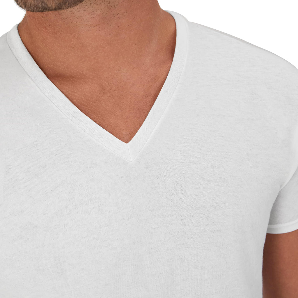 Hanes Mens Cotton, Moisture-wicking V-neck Tee Undershirts, Multiple Packs And Colors, White - 6 Pack, X-Large US