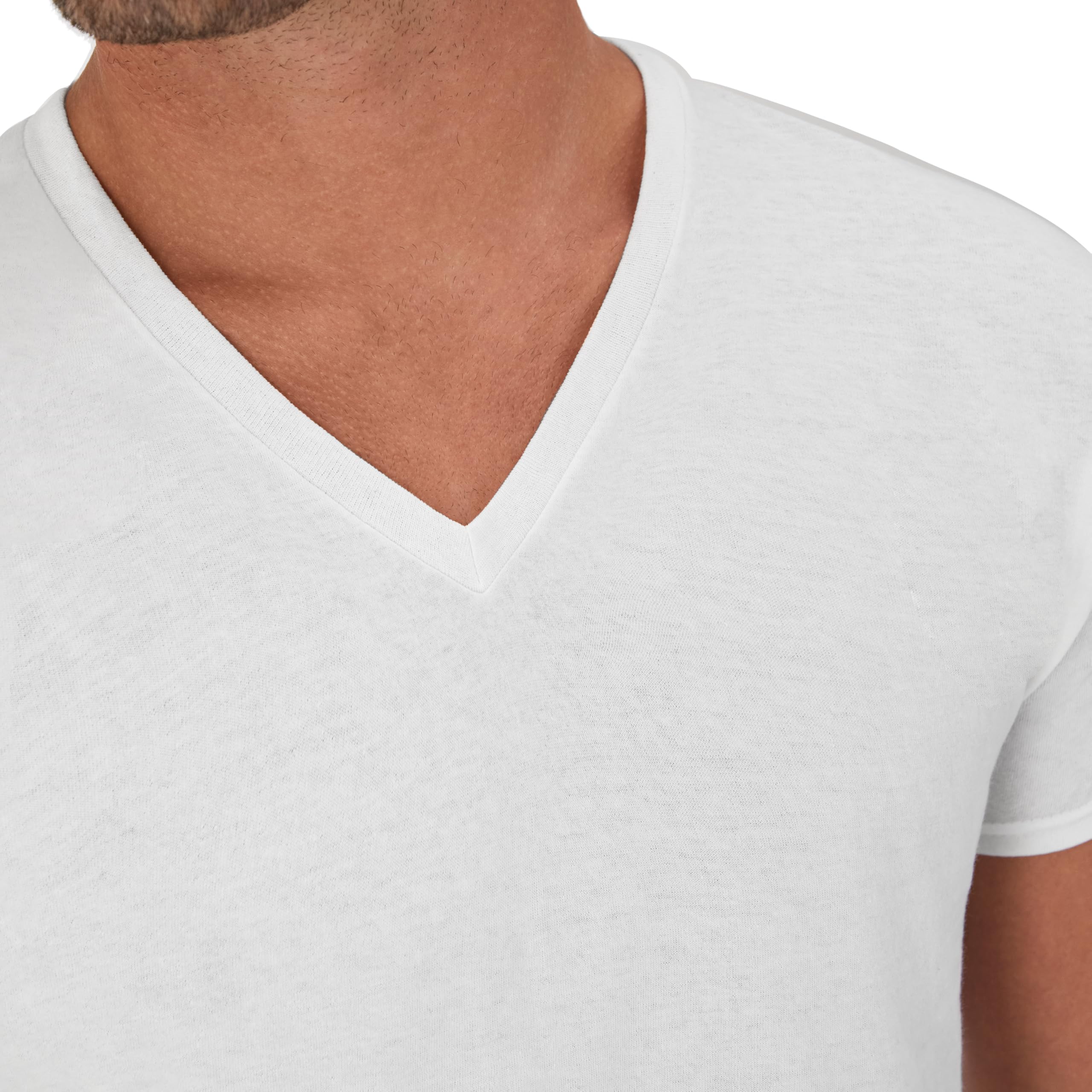 Hanes Mens Cotton, Moisture-wicking V-neck Tee Undershirts, Multiple Packs And Colors, White, Large US