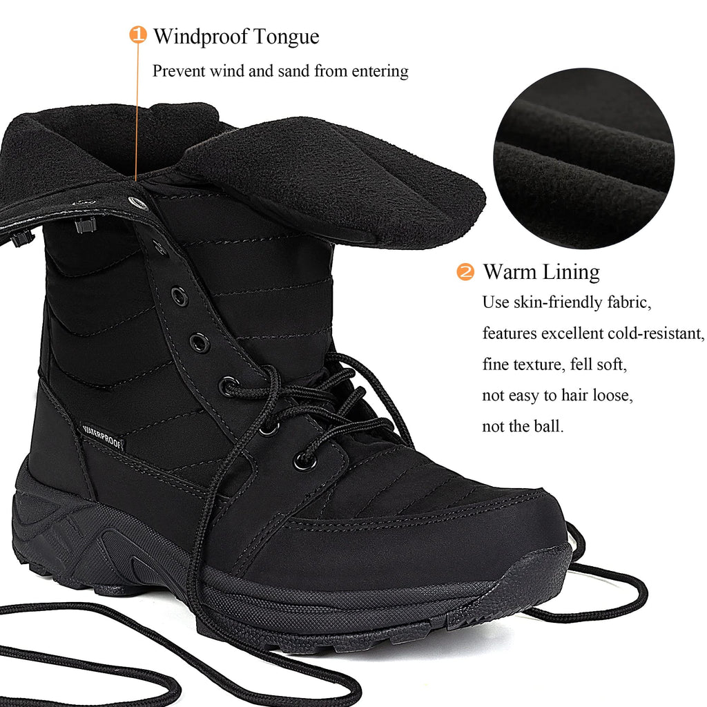 FW FRAN WILLOR Women's Waterproof Winter Snow Boots Warm Comfortable with Side Zipper - 2024 Fashion Lightweight Hiking boots for Cold Weather Insulated Mid Calf Military Booties