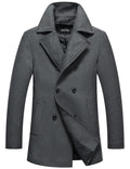 chouyatou Men's Classic Notched Collar Double Breasted Wool Blend Pea Coat (Medium, Gray)