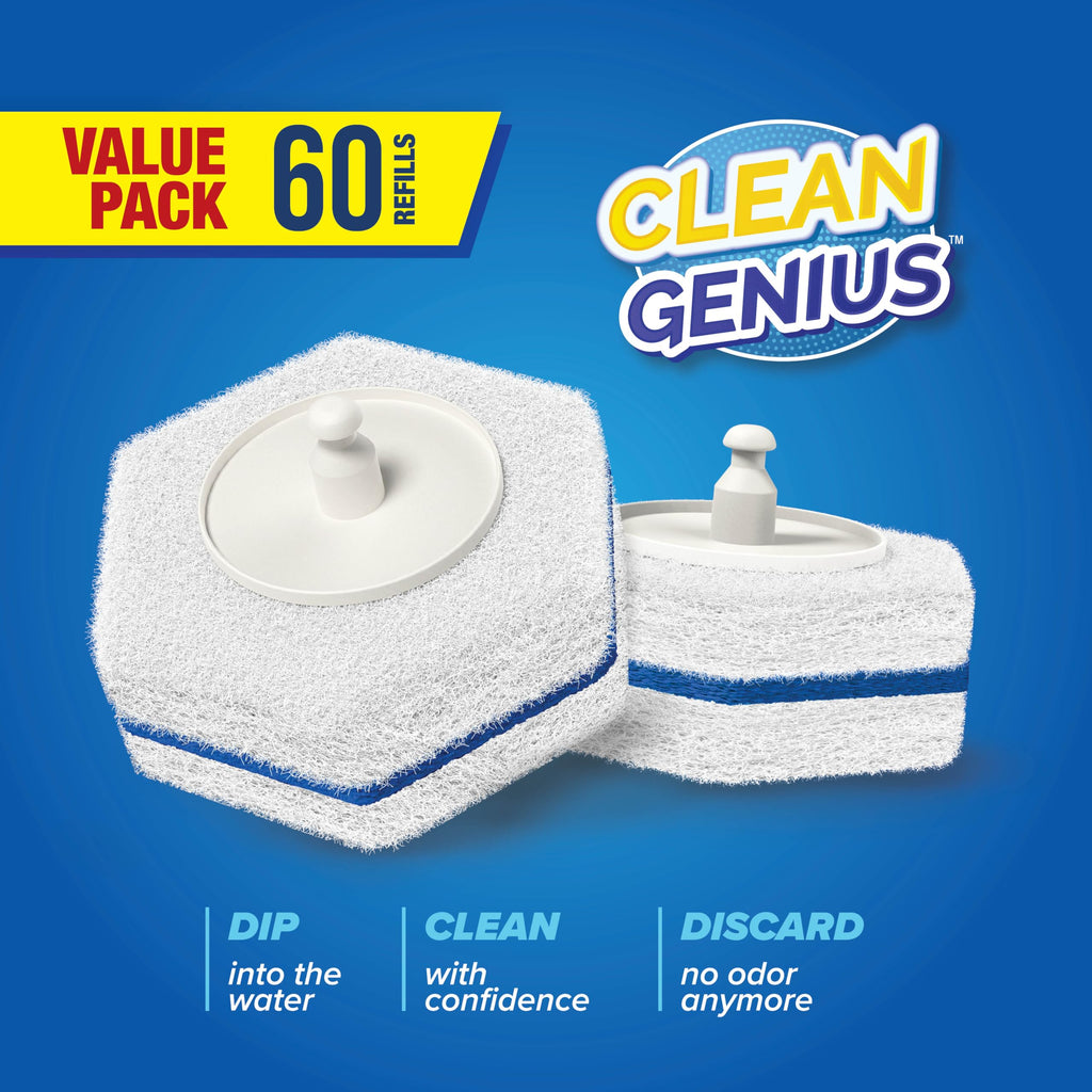 CleanGenius Disposable Prefilled Toilet Cleaning Scrubbers, 60 Count