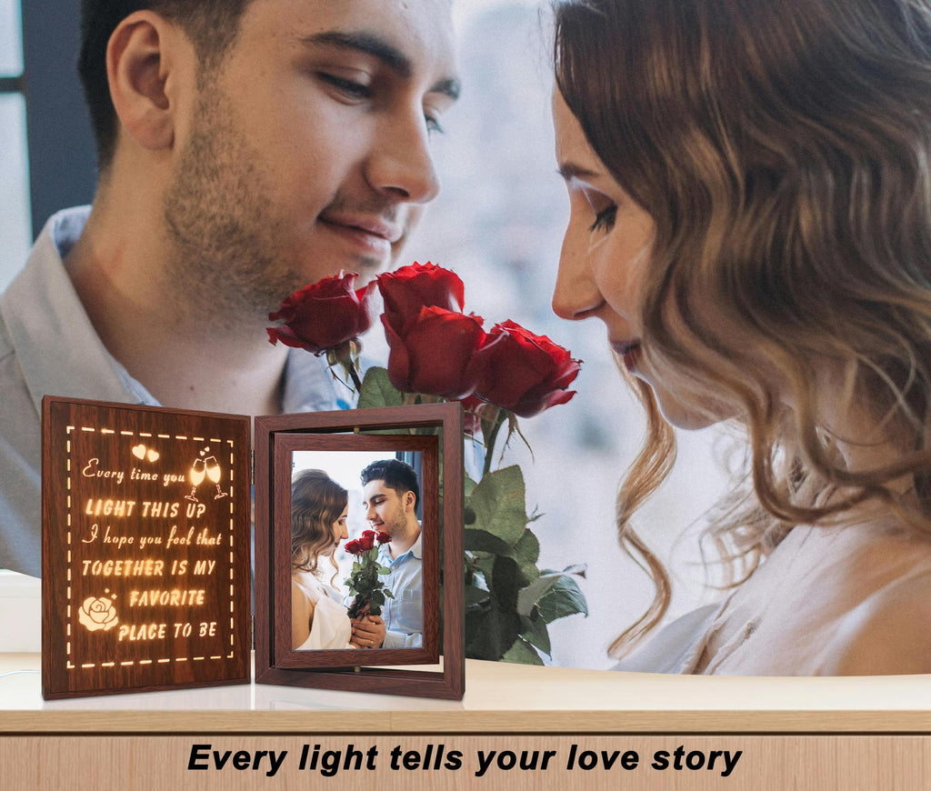 soruney Light Up Couples Picture Frame, USB Powered Romantic Rotating Love Frame for 2 4x6 Photos – Wedding Anniversary or Valentine’s Day Gifts for Couples, Boyfriend, Girlfriend, Husband, Wife