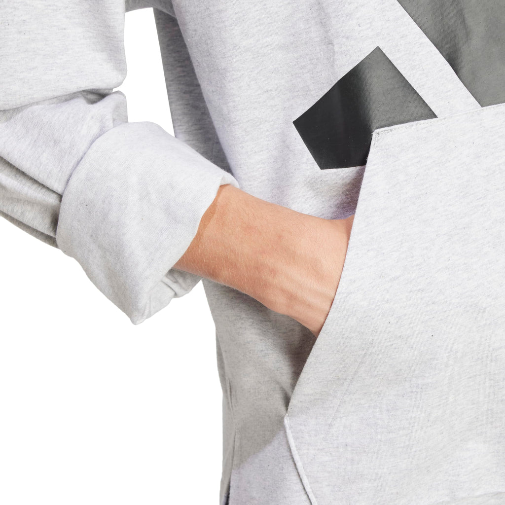 adidas Men's Essentials Big Logo Single Jersey Sportswear Hoodie, Light Grey Heather/Black, Large