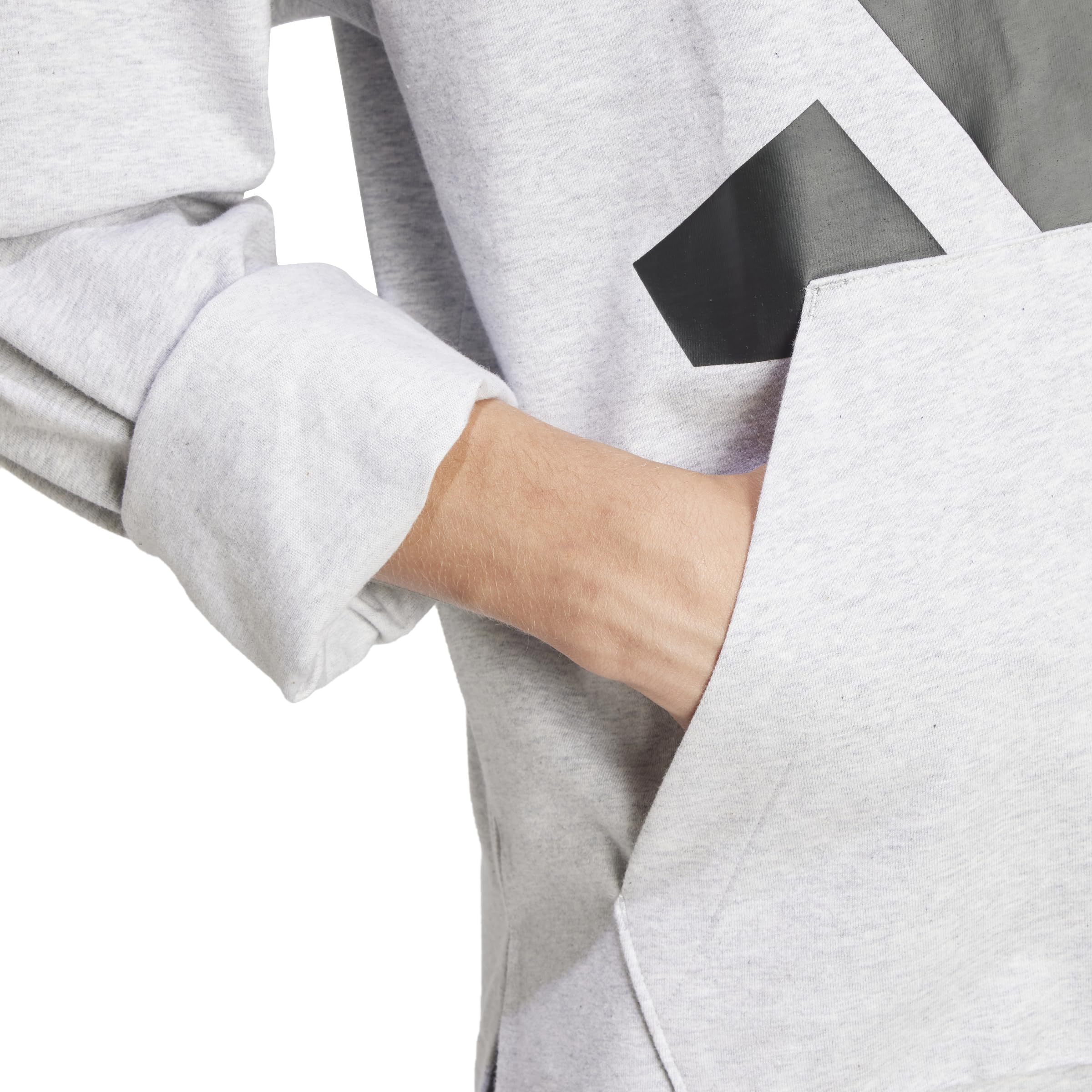 adidas Men's Essentials Big Logo Single Jersey Sportswear Hoodie, Light Grey Heather/Black, Large