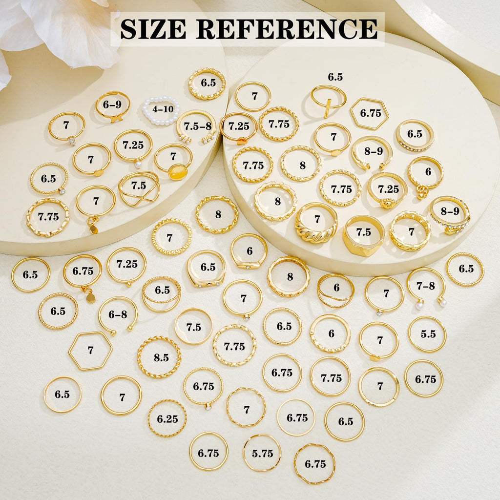 YEEZII 68 Pcs Gold Knuckle Rings Set for Women, Stackable Rings Boho Joint Finger Midi Ring Hollow Carved Crystal Stacking Rings Pack