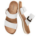 Littleplum Women Slides Sandals Arch Support Open Toe Slip on Sandals Soft Cushion Slippers Comfy Casual Summer Shoes for Walking Beach Travel Retro White Size 9