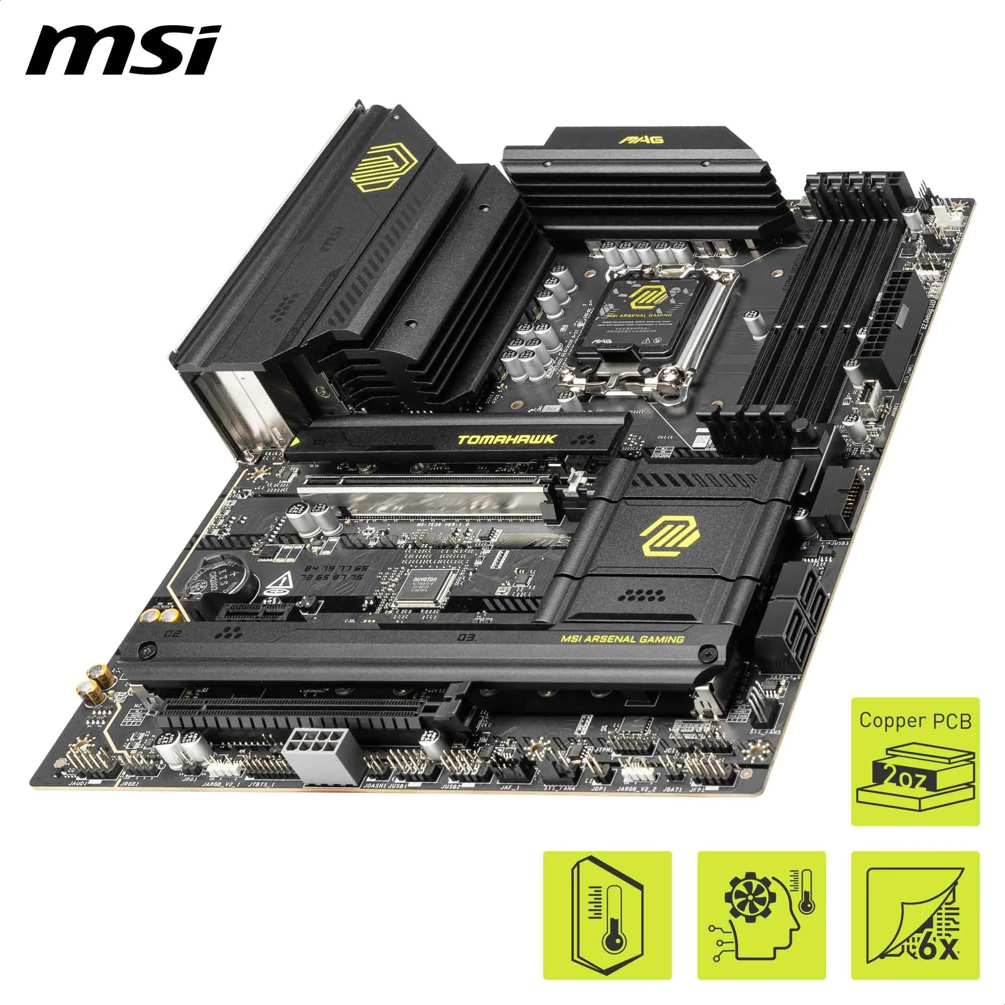 MSI MAG B860 Tomahawk WiFi Motherboard, ATX - Supports Intel Core Ultra Processors (Series 2), LGA 1851 - DDR5 Memory Boost 9200+ MT/s OC, 1 x PCIe 5.0 x16, 1 x M.2 Gen5, 5G LAN, Wi-Fi 7