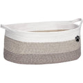 Optish Dog Toy Basket, Toy Box and Bin for Dog Cat Storage, 19.7" X 11" X 7.9" (30L) Large Woven Rope Basket for Blanket Storage, Living Room, Bedroom, White & Brown