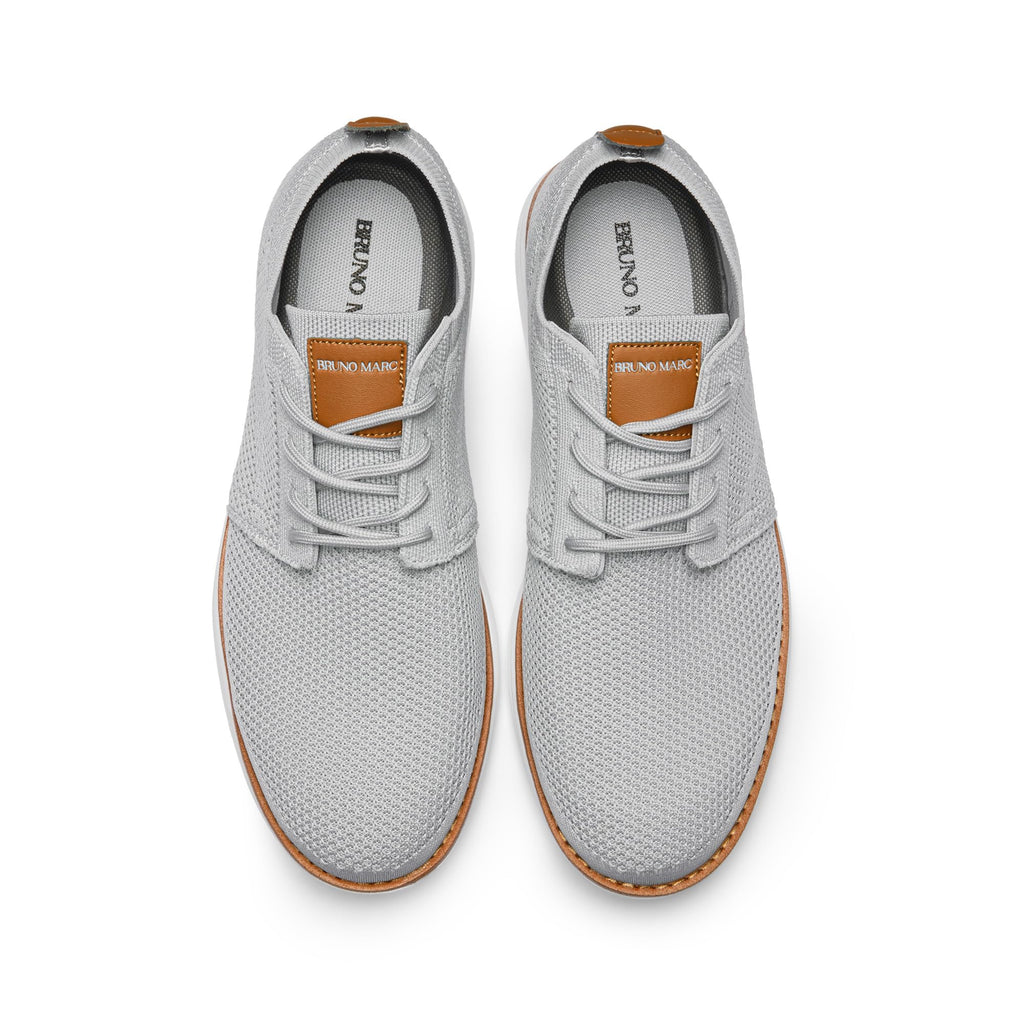 Bruno Marc Men's KnitFlex Breeze Mesh Oxford Sneakers - Breathable Business Casual Shoes Lightweight & Comfortable Walking Shoes for Men, Size 12,Grey,GRAND-01