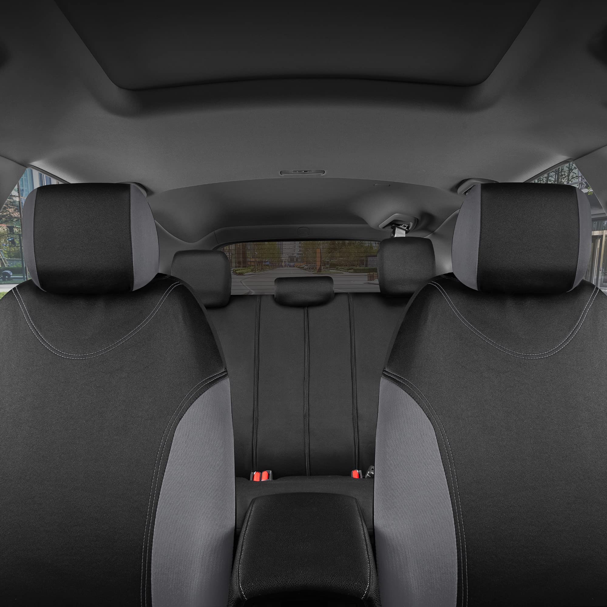 BDK UltraSleek Gray Seat Covers for Cars, Two-Tone Front Seat Covers with Matching Back Car Seat Cover, Made to Fit Most Auto Truck Van SUV, Interior Car Accessories, Car Seat Covers Full Set - Gray