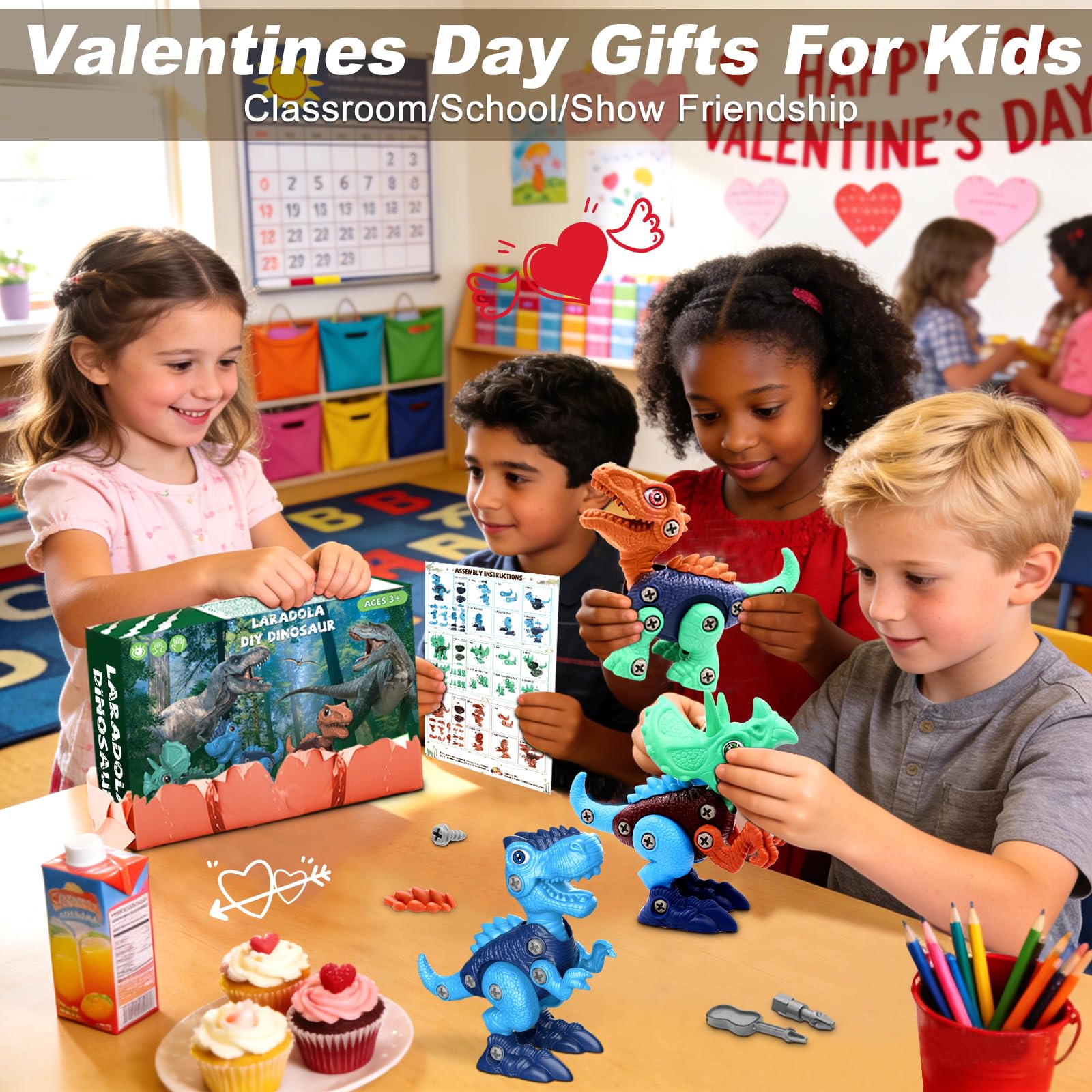 Laradola Dinosaur Toys for 3 4 5 6 7 8 Year Old Boys, Take Apart Dinosaur Toys for Kids 3-5 5-7 STEM Construction Building Kids Toy with Electric Drill, Party Christmas Birthday Gifts Boys Girls