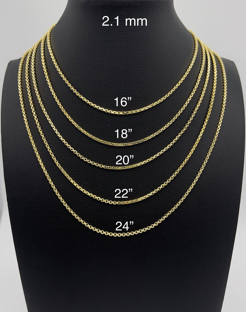 JEWELHEART 14K Real Gold Round Box Chain 2.1mm Yellow Real Gold Chains For Men Diamond Cut Link Chain Necklace For Women with Lobster Clasp 20"