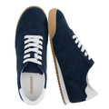 CUSHIONAIRE Topcat 100% Genuine Leather Suede Sneakers for Women, Lightweight Everyday Casual Womens Shoes with Retro Style and Cushioned Comfort, Navy 8.5