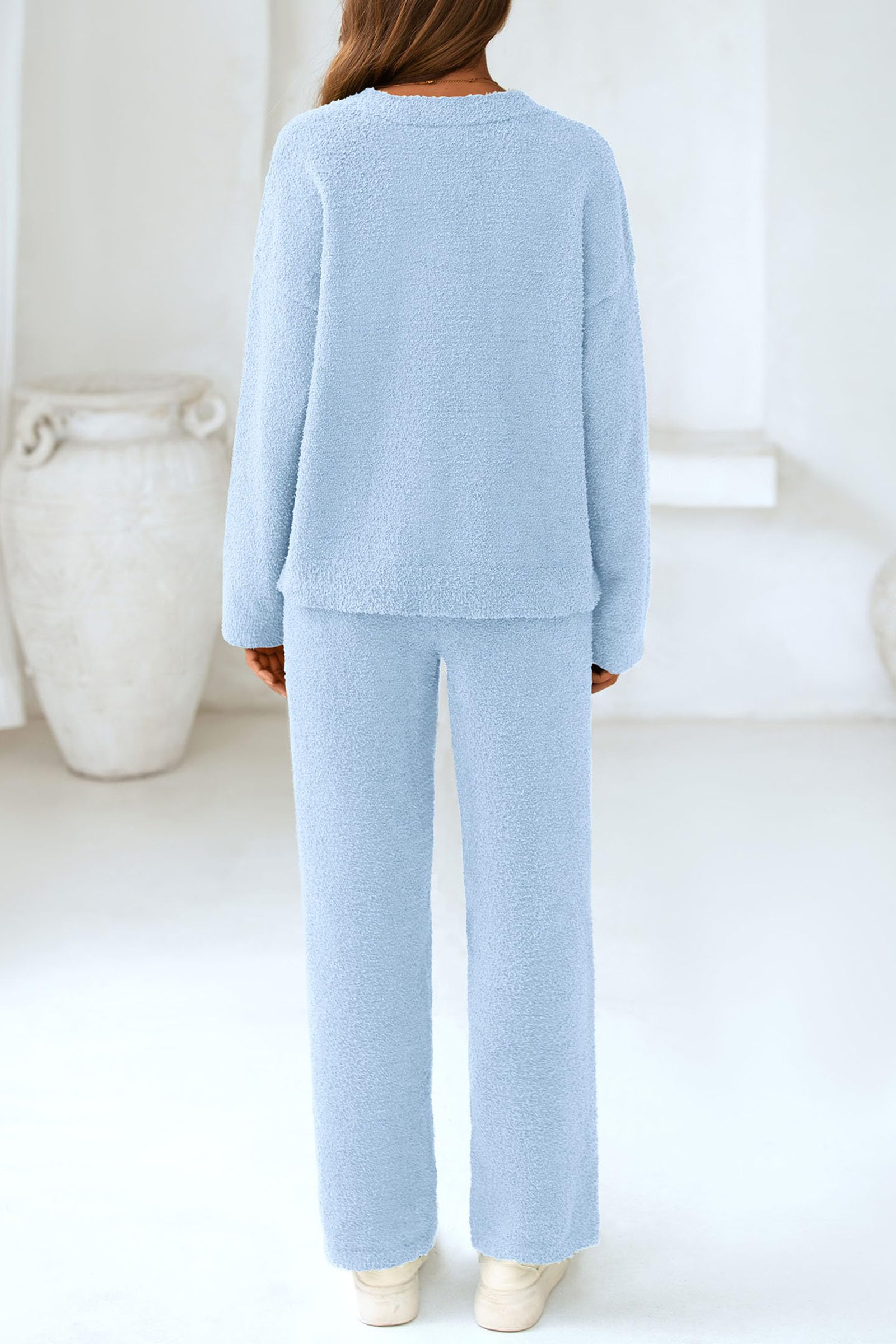 PRETTYGARDEN Lounge Sets for Women Two Piece Sweaters Pajama Set Fall Fashion 2026 Loungewear Outfits Matching Winter Clothes (Sky Blue,Medium)