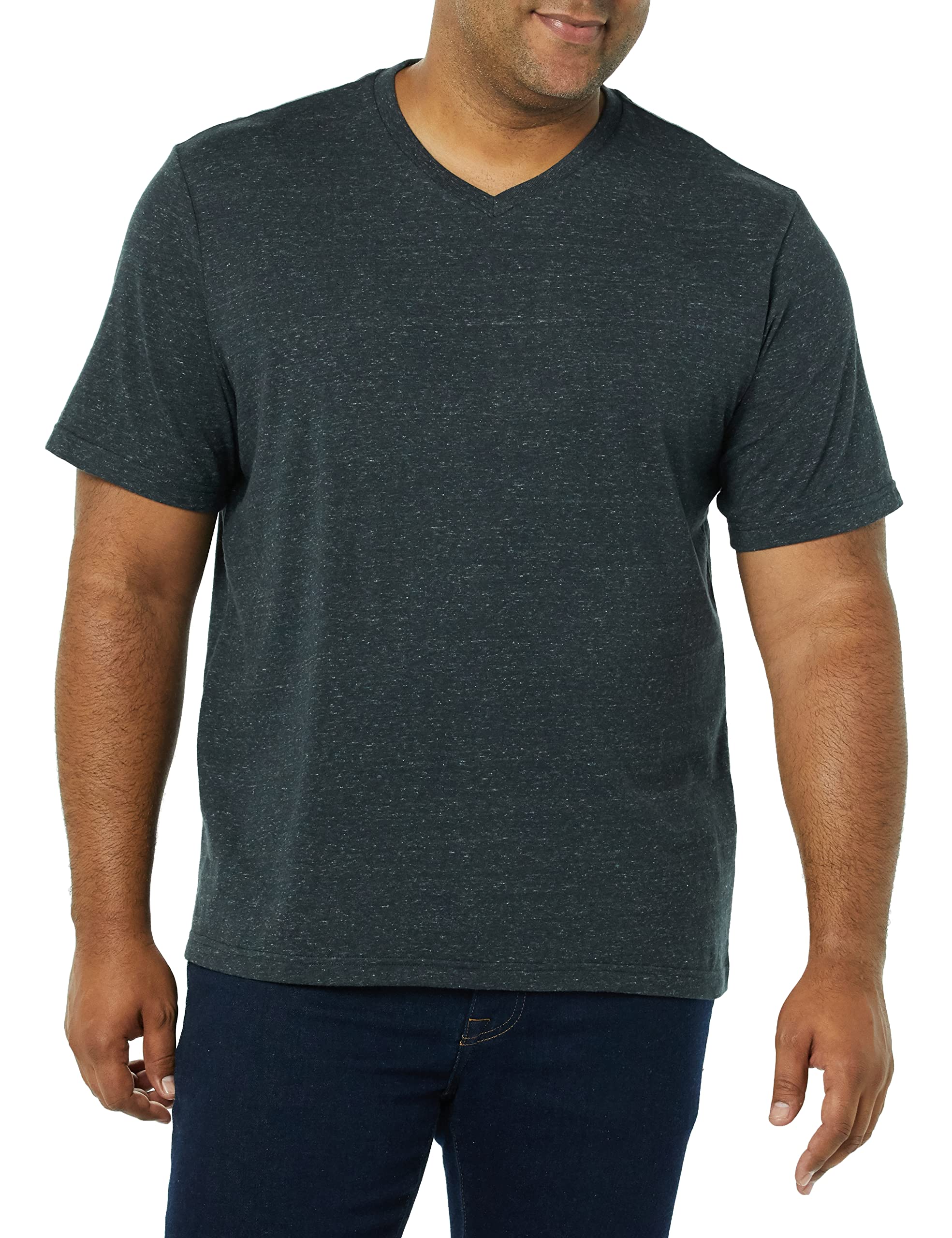 Amazon Essentials Men's Short-Sleeve V-Neck T-Shirts, Pack of 2, Charcoal Heather, 4X-Large Big