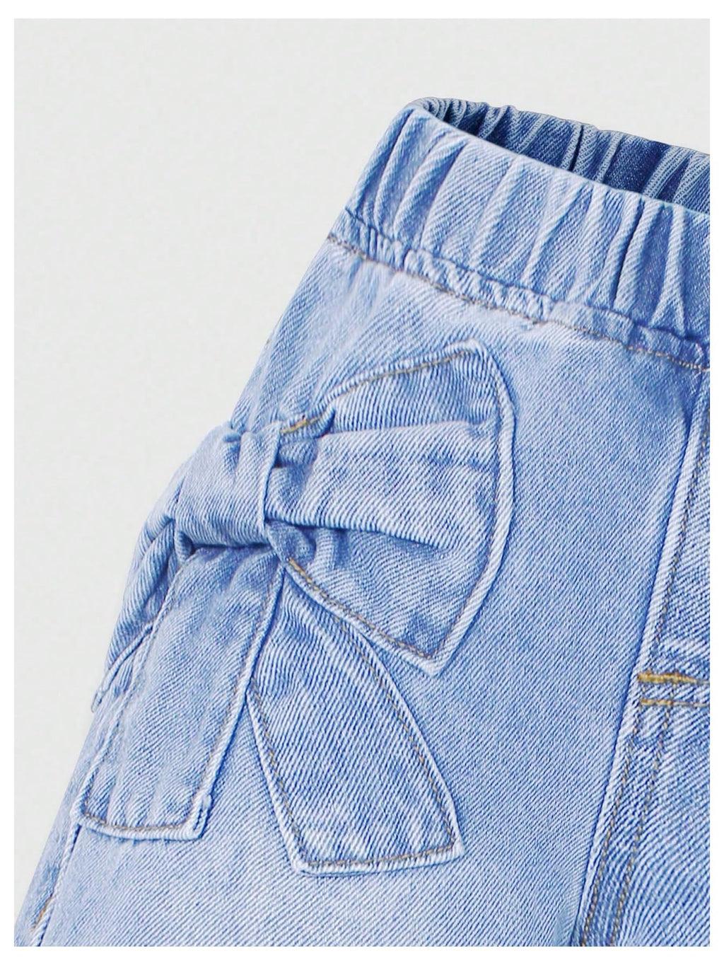 WDIRARA Toddler Girl's Bow Wide Leg Jeans Elastic High Waisted Denim Pants Light Wash 5Y